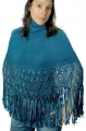 Poncho con cuello alto - 100% lana de Alpaca con macrame de seda