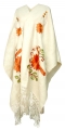 Ruana bordada con flecos de seda - 100% lana de Alpaca
