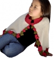 Girl's Cape with flowers - 100% alpaca wool