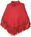 Poncho with rayon Silk Fringes - Alpaca Wool 