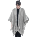 100% Alpaca, Hand-knit Ruana Poncho with cable stitch